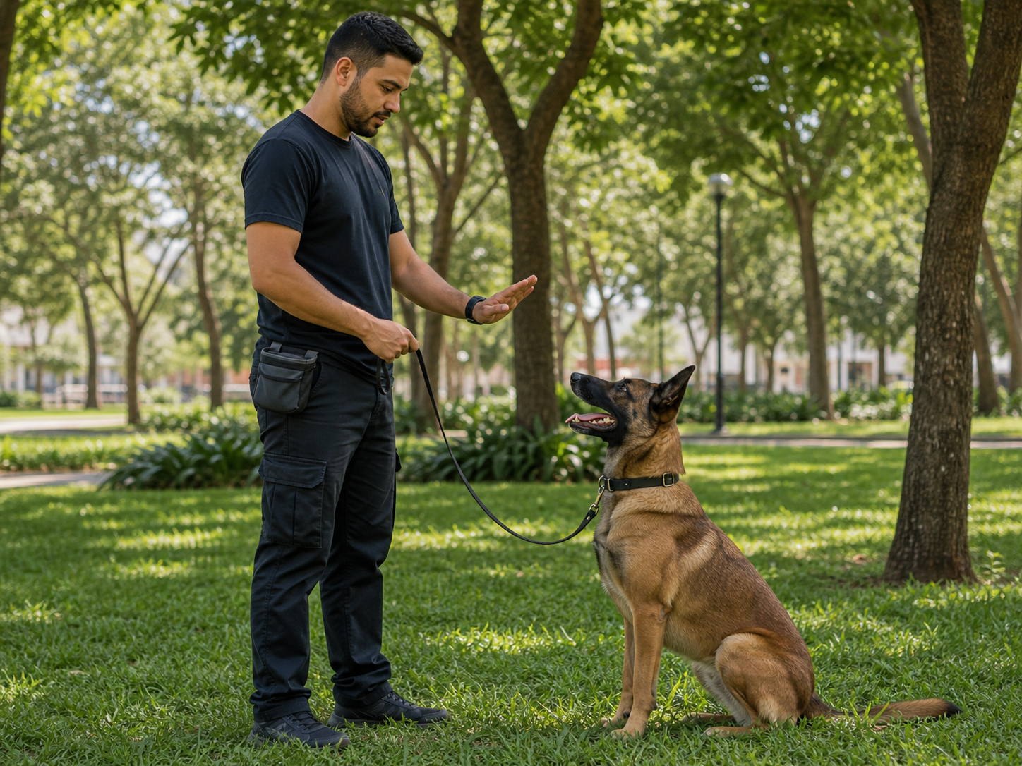 Adestrador treinando cachorro